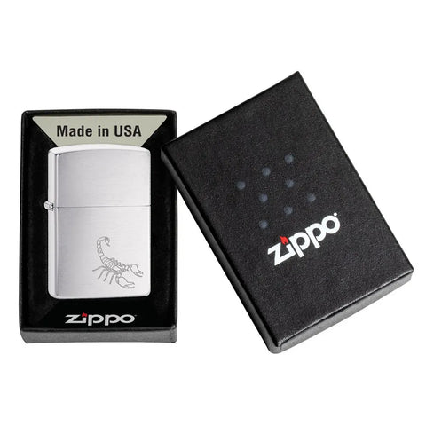 Запалка Zippo - Scorpion Brushed Chrome Design