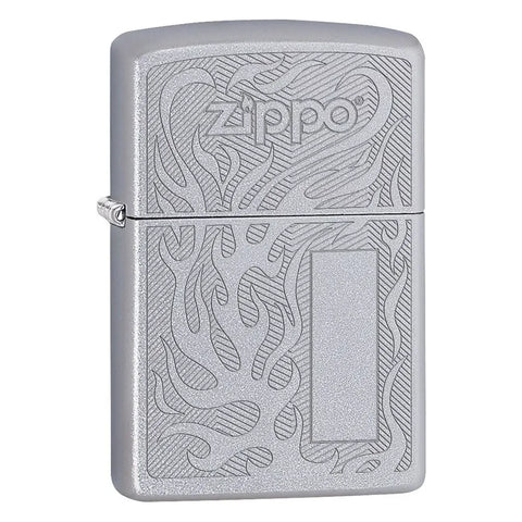 Запалка Zippo - Logo Flame Satin Chrome