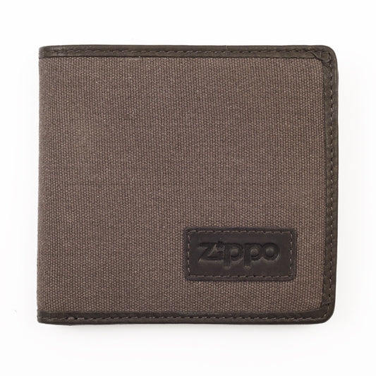 Мъжки портфейл Zippo - Leather and Canvas Wallet, Mocca Grey