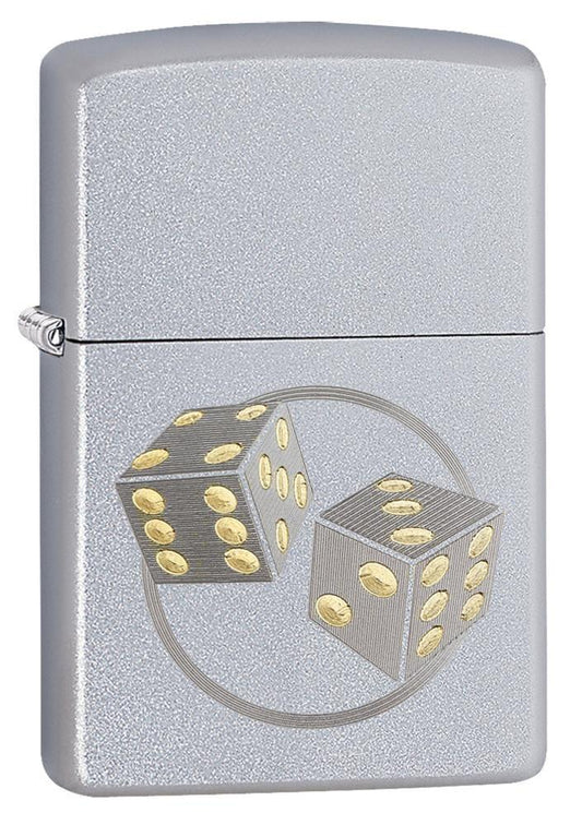 29412, Engraved Dice, Auto Two Tone, Satin Chrome, Classic Case