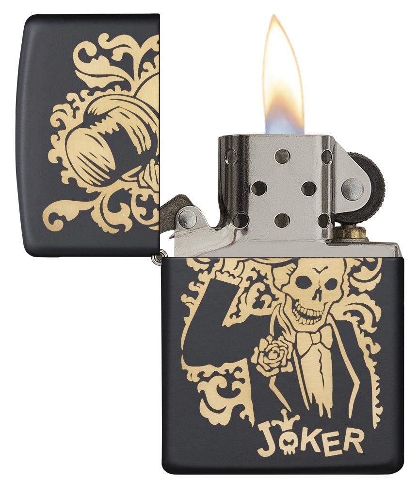 29632 Joke Skeleton Tipping Hat with Bronze Swirls on Black Matte Lighter - Open-Lit