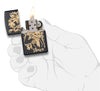 29632 Joke Skeleton Tipping Hat with Bronze Swirls on Black Matte Lighter - In Hand, Open-Lit