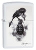 29645, Steven Spazuk Art with Black Bird Rest on Hand Grenade, Color Image, White Matte Finish