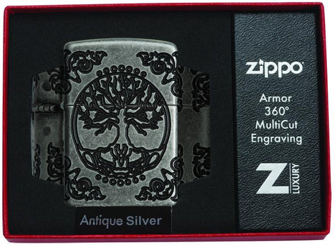 Armor® Tree of Life Windproof Lighter in its packaging