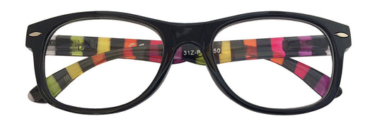 '+2.50 Power Black & Rainbow Striped Readers