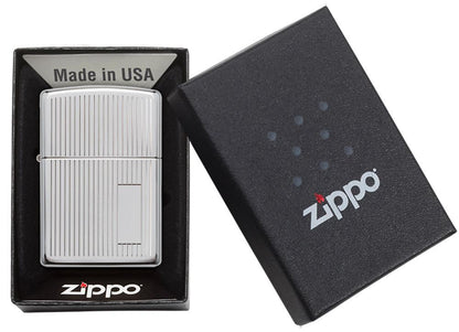 Запалка Zippo 350 Polished Chrome Stripes