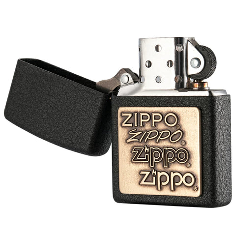 Запалка Zippo 362 Black Crackle™ Gold Zippo Logo