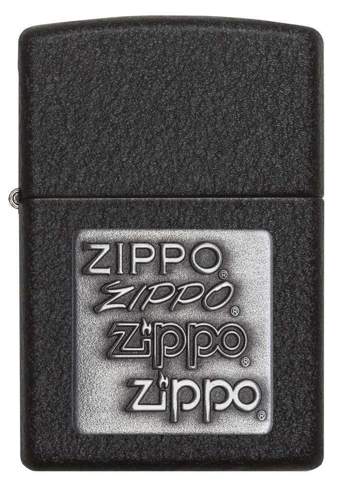 363, Black Crackle Silver Zippo Logo Emblem