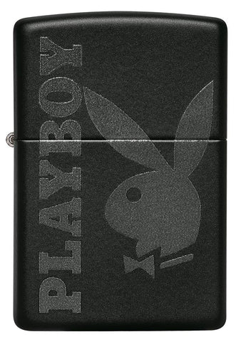 Front of Playboy Logo Black Matte Windproof Lighter