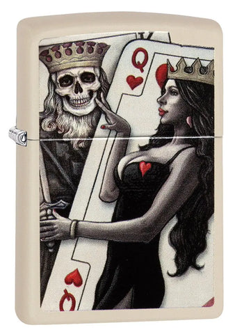 Запалка Zippo 49942 Skull King and Queen Cards Flat Sand