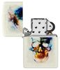 Zippo Zippo Skull Print Design Glow in the Dark Matte Windproof Lighter  with its lid open and unlit.