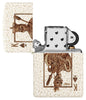 Zippo Rick Rietveld Ace Skull Design Mercury Glass Windproof Lighter with its lid open and unlit.