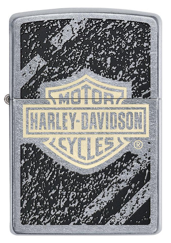 Front view of Harley-Davidson® Bar & Shield Asphalt Street Chrome™ Windproof Lighter.