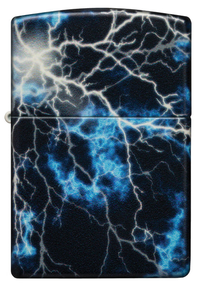 Front view of Zippo Lightning Design Glow in the Dark 540 Color Windproof Lighter.