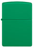 Front view of Zippo Grass Green Matte Classic Windproof Lighter.
