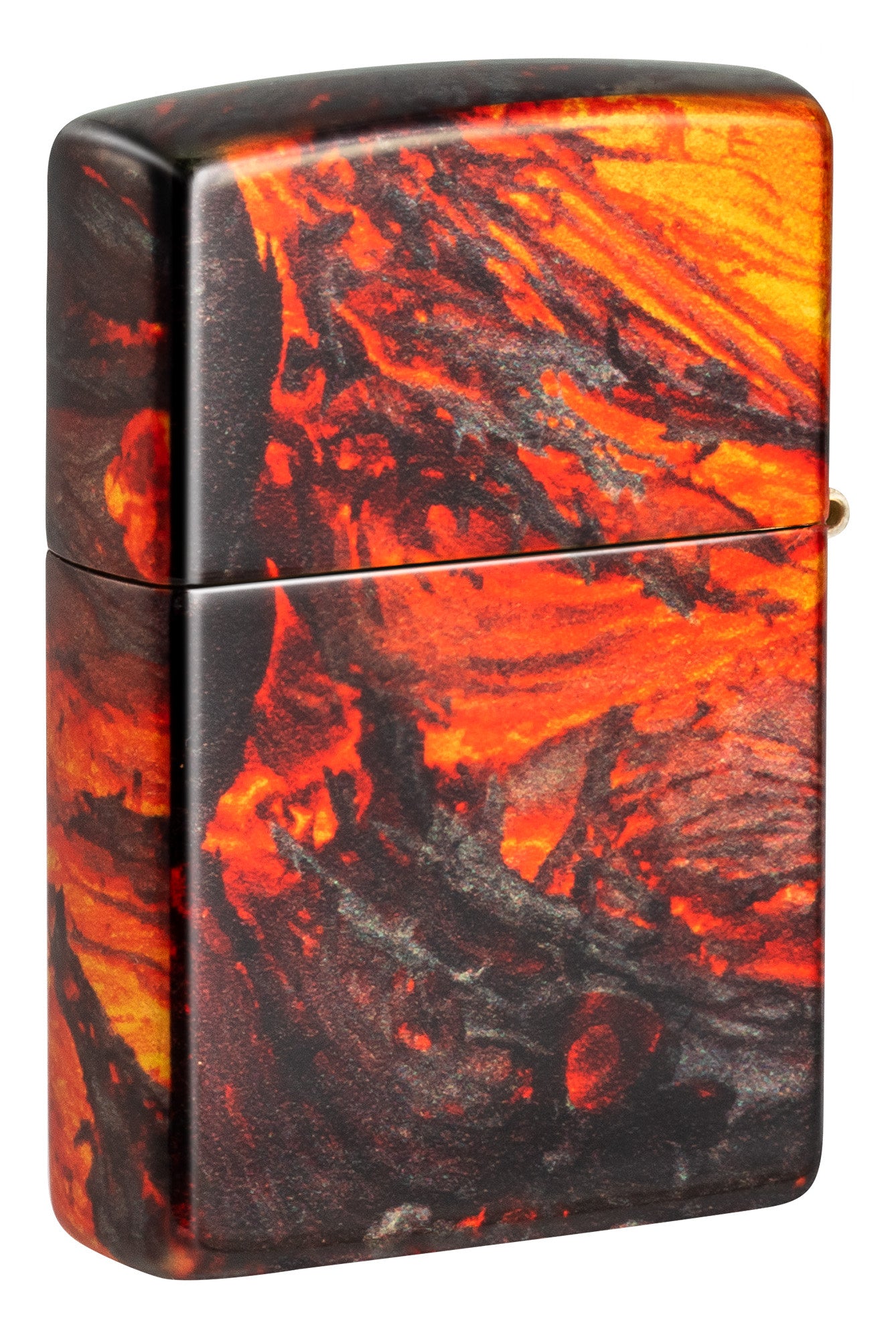 Back shot of Zippo Lava Flow Design 540 Fusion Windproof Lighter standing at a 3/4 angle.