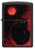 Front shot of Black Cat Design Black Matte Windproof Lighter.