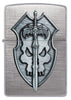 Front shot of Medieval Skull Crest Linen Weave Windproof Lighter.
